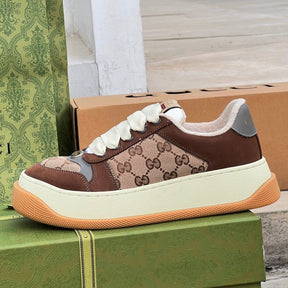 GG Screener Trainer Canvas and Brown Tennis Shoes