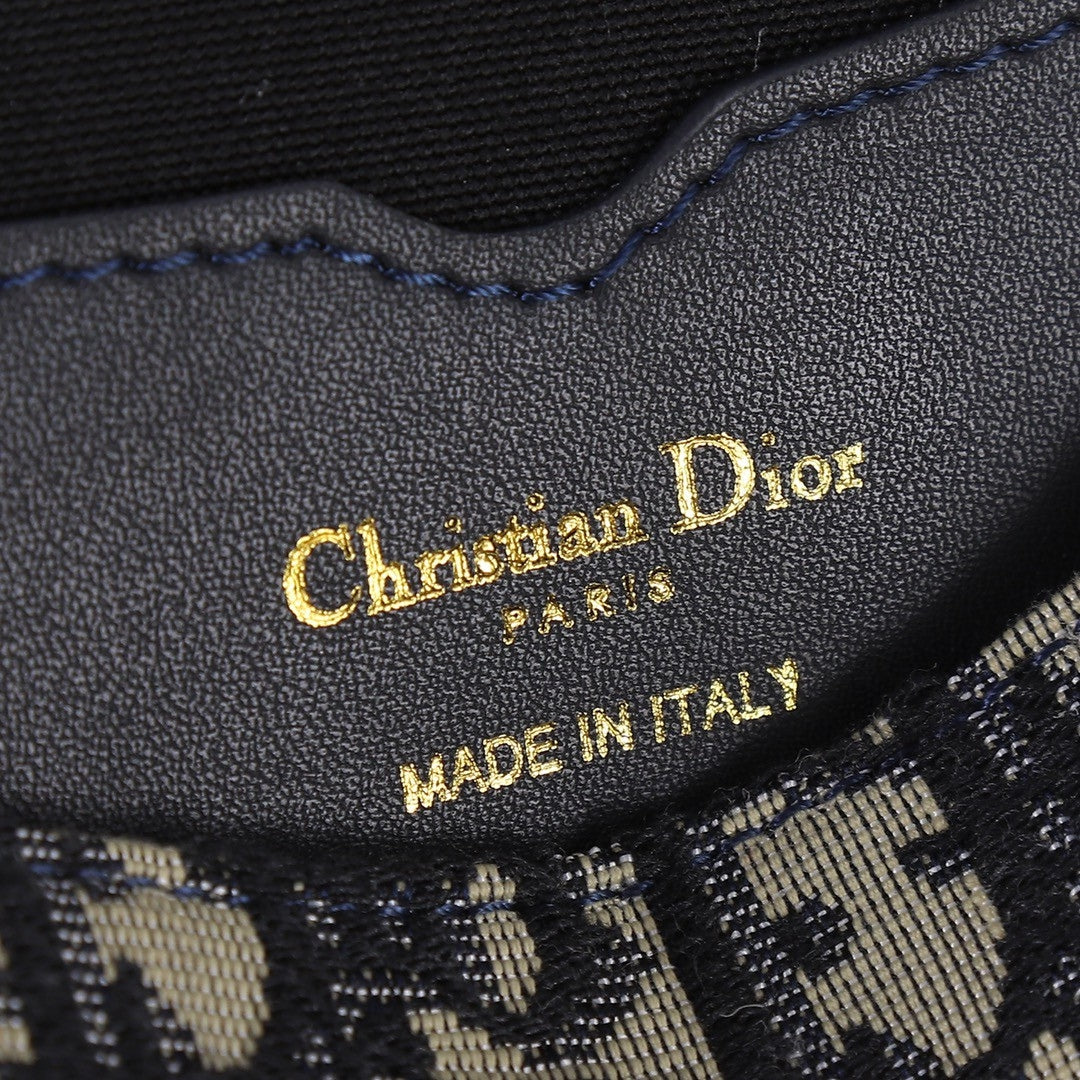 Dio Bobby West-East Small Dark Blue Canvas Bag 22cm