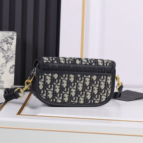 Dio Bobby West-East Small Dark Blue Canvas Bag 22cm