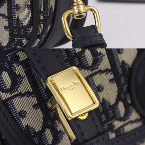 Dio Bobby West-East Small Dark Blue Canvas Bag 22cm