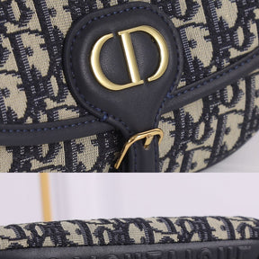 Dio Bobby West-East Small Dark Blue Canvas Bag 22cm