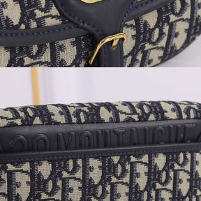 Dio Bobby West-East Small Dark Blue Canvas Bag 22cm