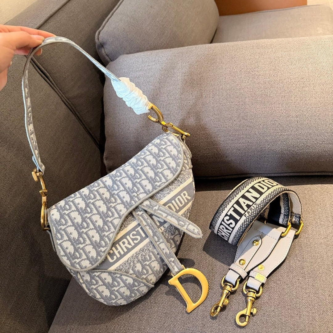 Dio Saddle Bag Small Canzas Oblique Gray 25cm