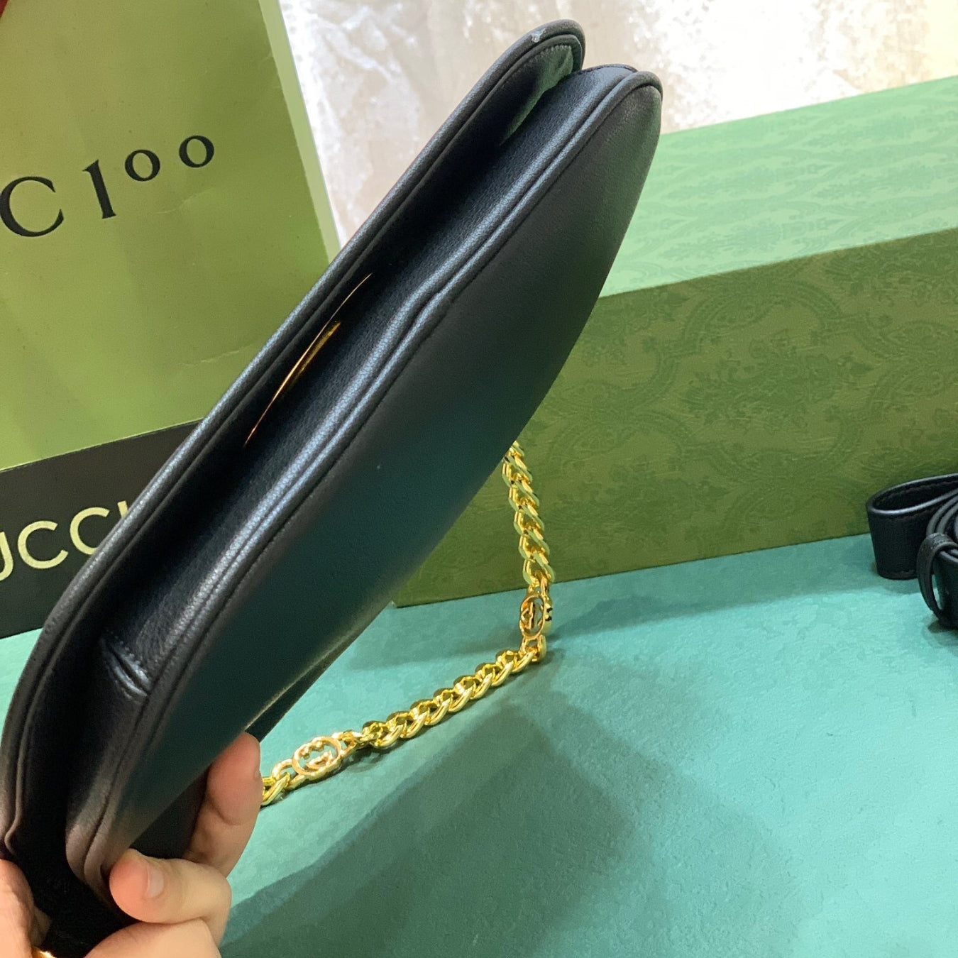 Medium black GG Blondie bag 28cm
