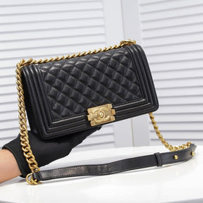 CHN Boy Bag Black with Gold 25cm
