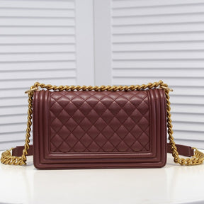 CHN Boy Bag Reddish Brown with Gold 25cm