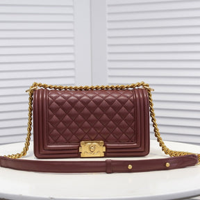 CHN Boy Bag Reddish Brown with Gold 25cm