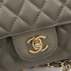 CHN Classic Bag, Military Gray with Gold Details, 25cm
