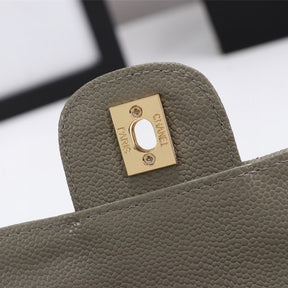 CHN Classic Bag, Military Gray with Gold Details, 25cm