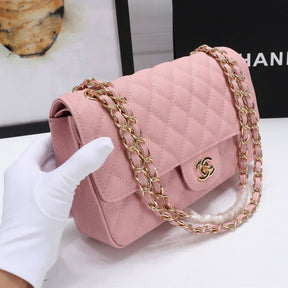 CHN Classic Bag with Pink and Gold Details 25cm