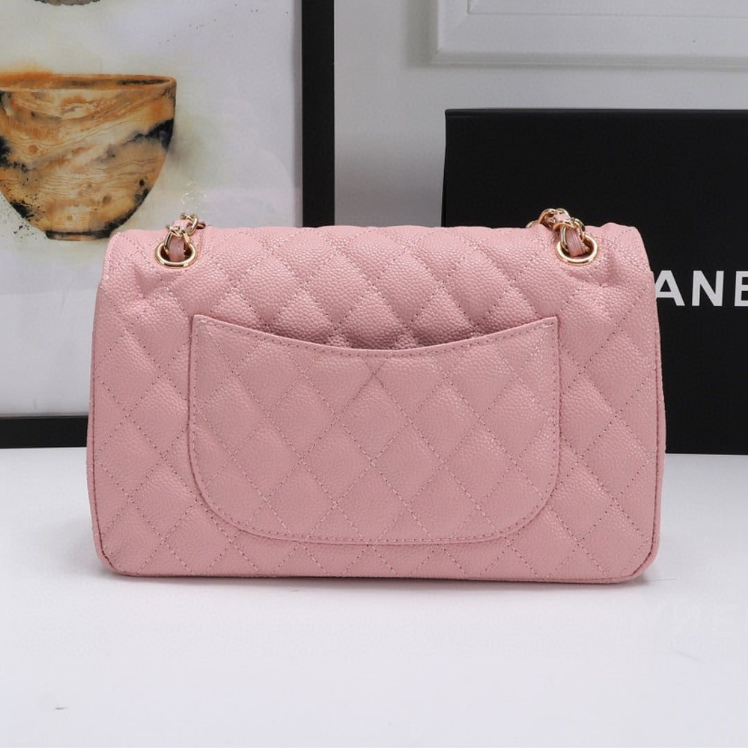 CHN Classic Bag with Pink and Gold Details 25cm