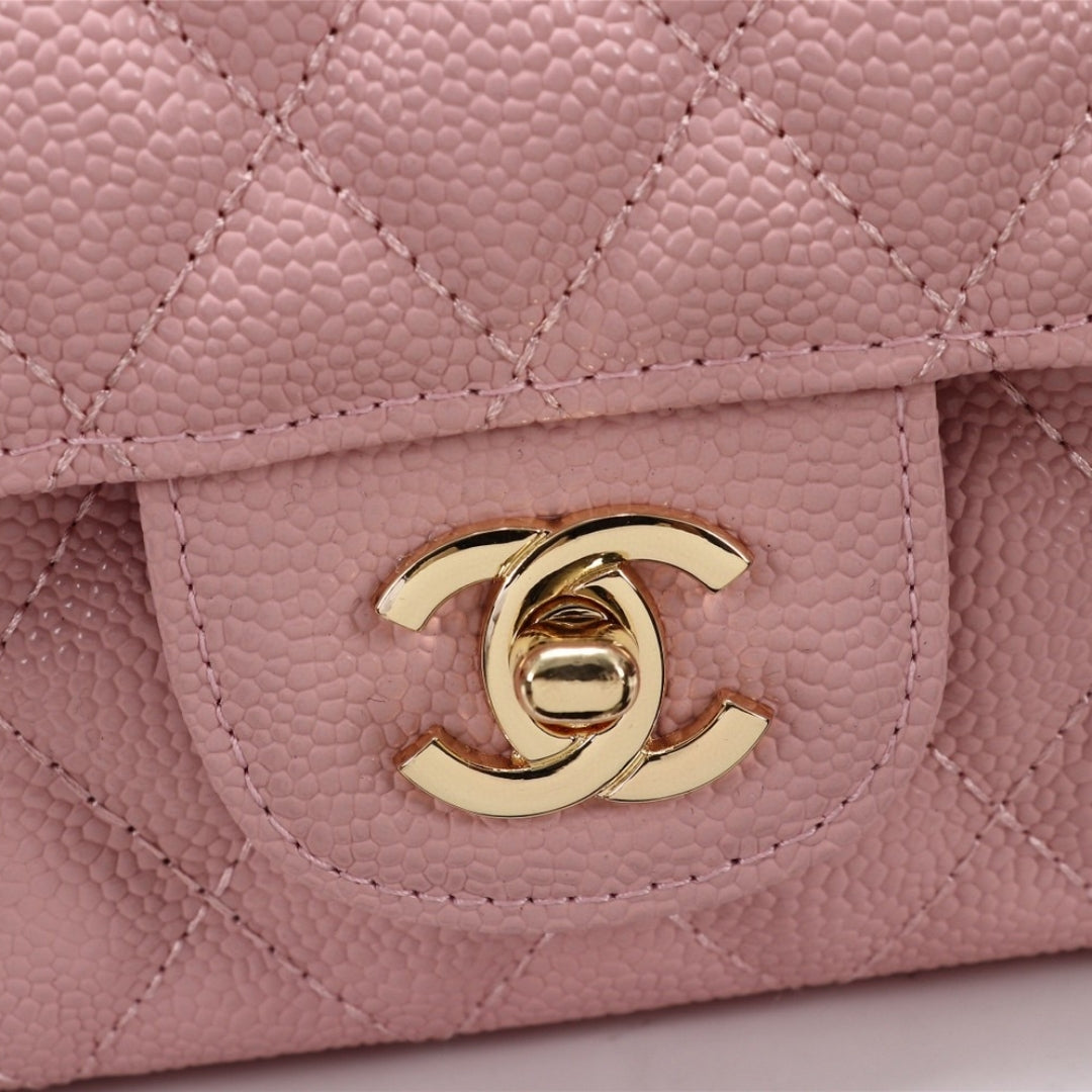 CHN Classic Bag with Pink and Gold Details 25cm