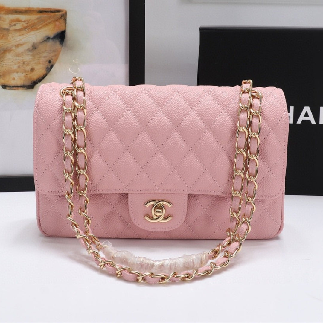 CHN Classic Bag with Pink and Gold Details 25cm