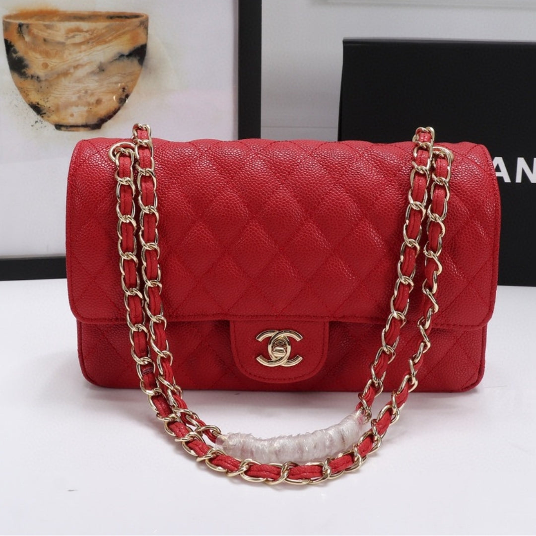 CHN Classic Bag with Red and Gold Details 25cm