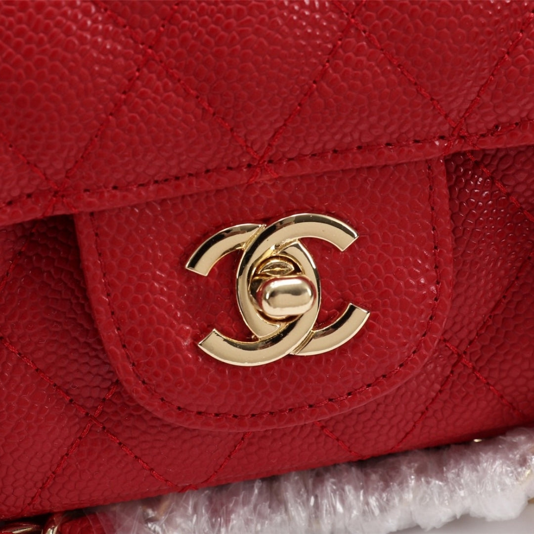 CHN Classic Bag with Red and Gold Details 25cm