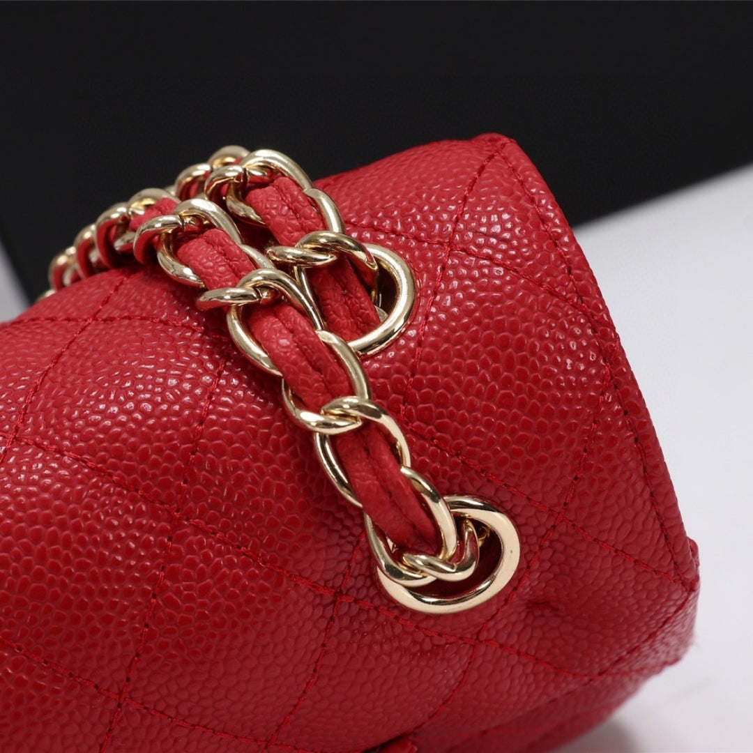 CHN Classic Bag with Red and Gold Details 25cm
