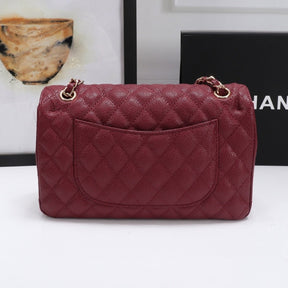 CHN Classic Bag with Wine and Gold Details 25cm