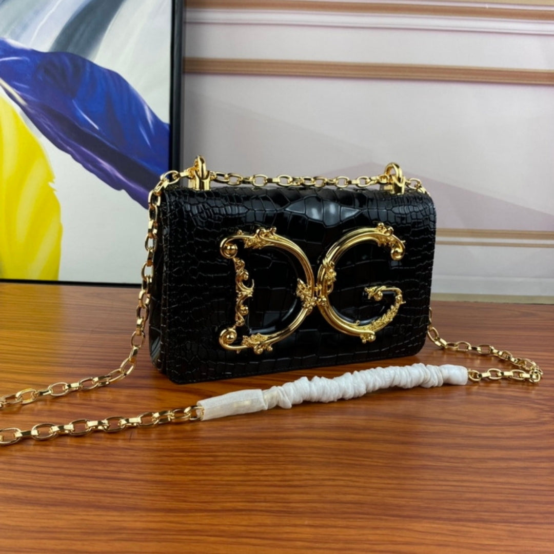DG Girls Black Crossbody Bag with Details 21cm