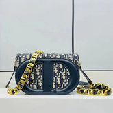 Dio Signature Canvas Oblique Blue Bag 19cm