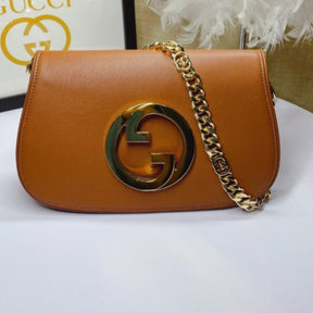 GG Blondie Brown Bag with Gold Logo