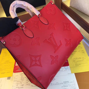 LV On The Go Bag Red Leather 41cm Large