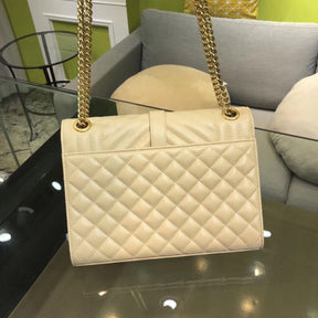 YSL Medium Envelope Shoulder Bag Beige 24cm