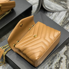 YSL LouLou Shoulder Bag Brown with Gold