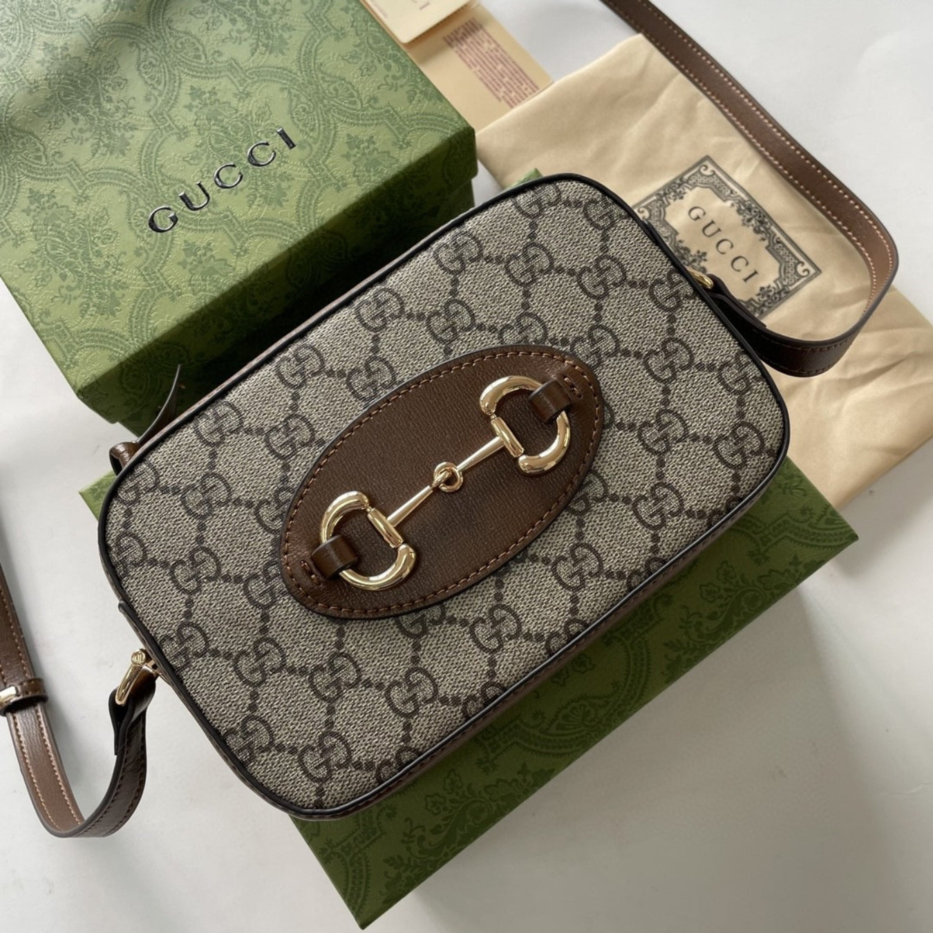 GG Horsebit canvas 1955 shoulder bag, small 20cm