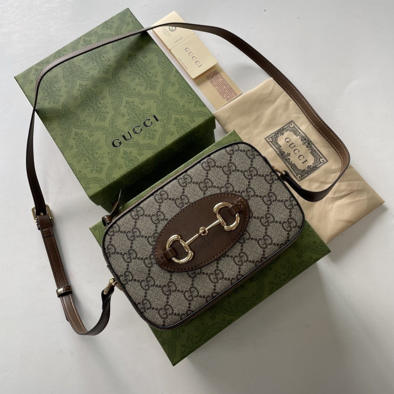 GG Horsebit canvas 1955 shoulder bag, small 20cm