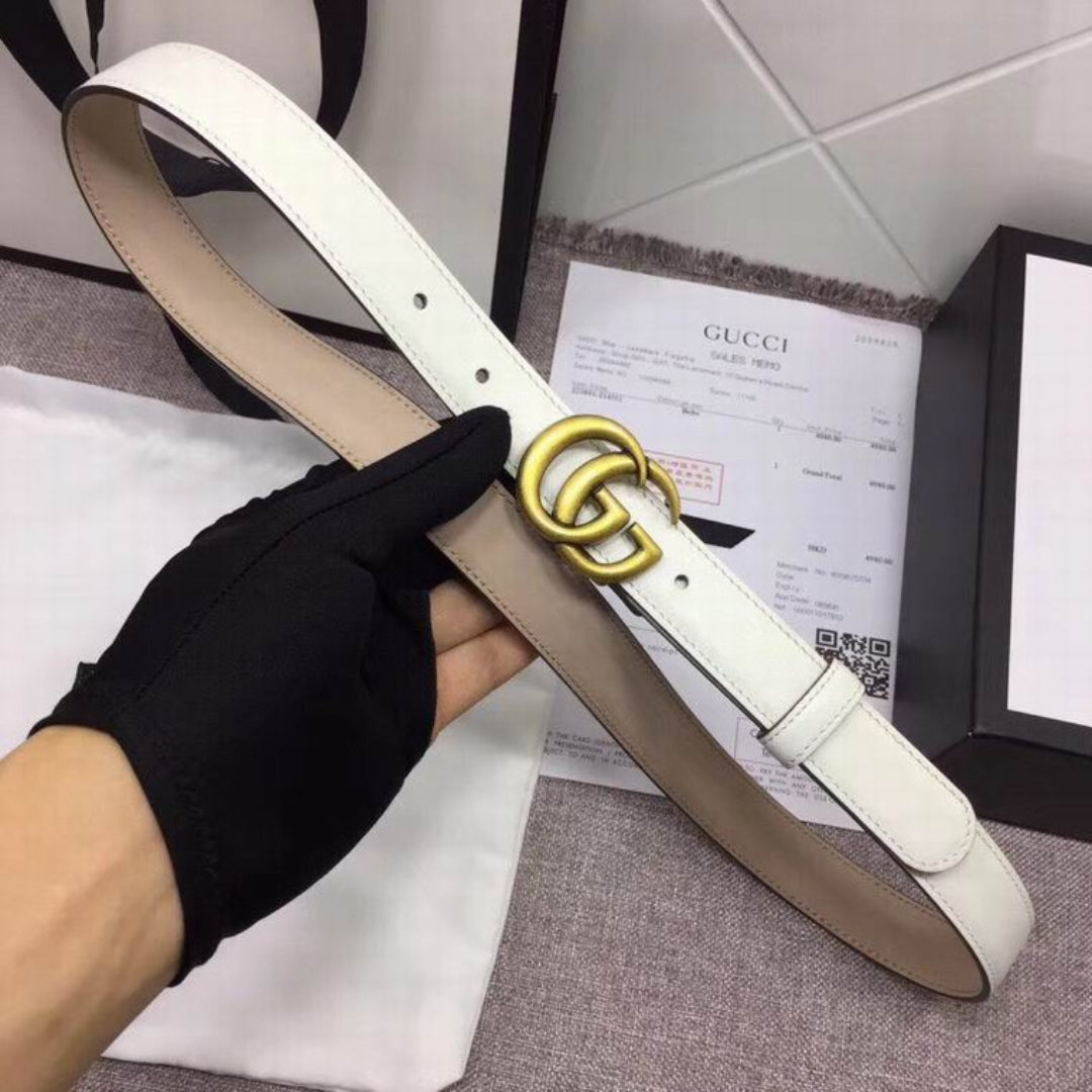 GG White Belt with Gold 2.5cm wide