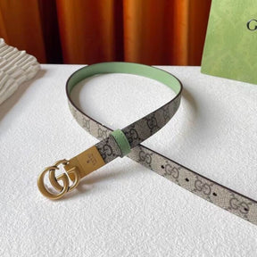 GG Double-Sided Canvas Belt with Green and Gold 2cm wide