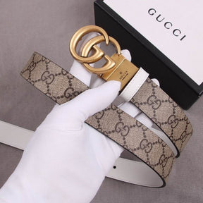 GG Double-Sided Canvas and White with Gold Belt 3cm wide