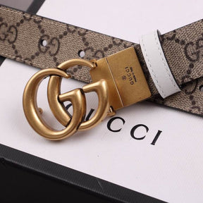 GG Double-Sided Canvas and White with Gold Belt 3cm wide