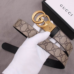 GG Double-Sided Canvas and Black with Gold Belt 3cm wide