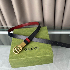 GG Double-Sided Belt, Red with Black and Gold, 2cm wide