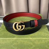 GG Double-Sided Belt, Red with Black and Gold, 2cm wide