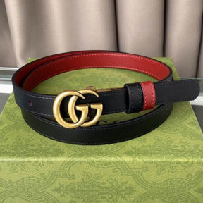 GG Double-Sided Belt, Red with Black and Gold, 2cm wide