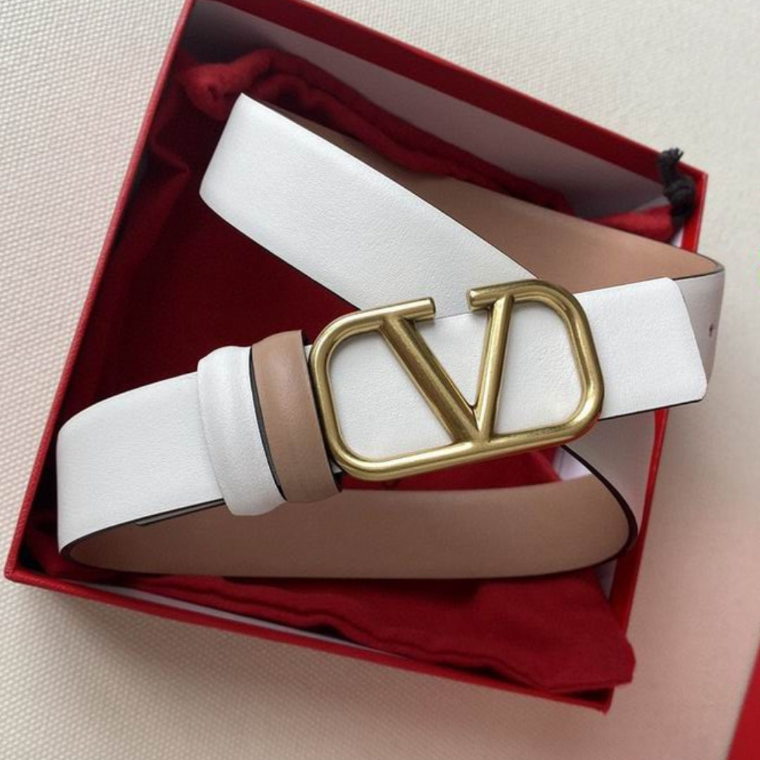 VLTN Double-sided Belt Small White and Rose Gold 2cm wide