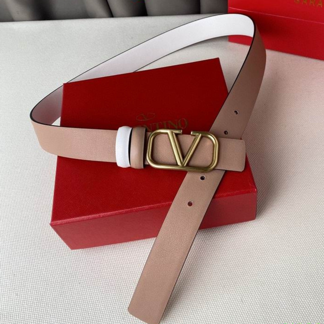 VLTN Double-sided Belt Small White and Rose Gold 2cm wide