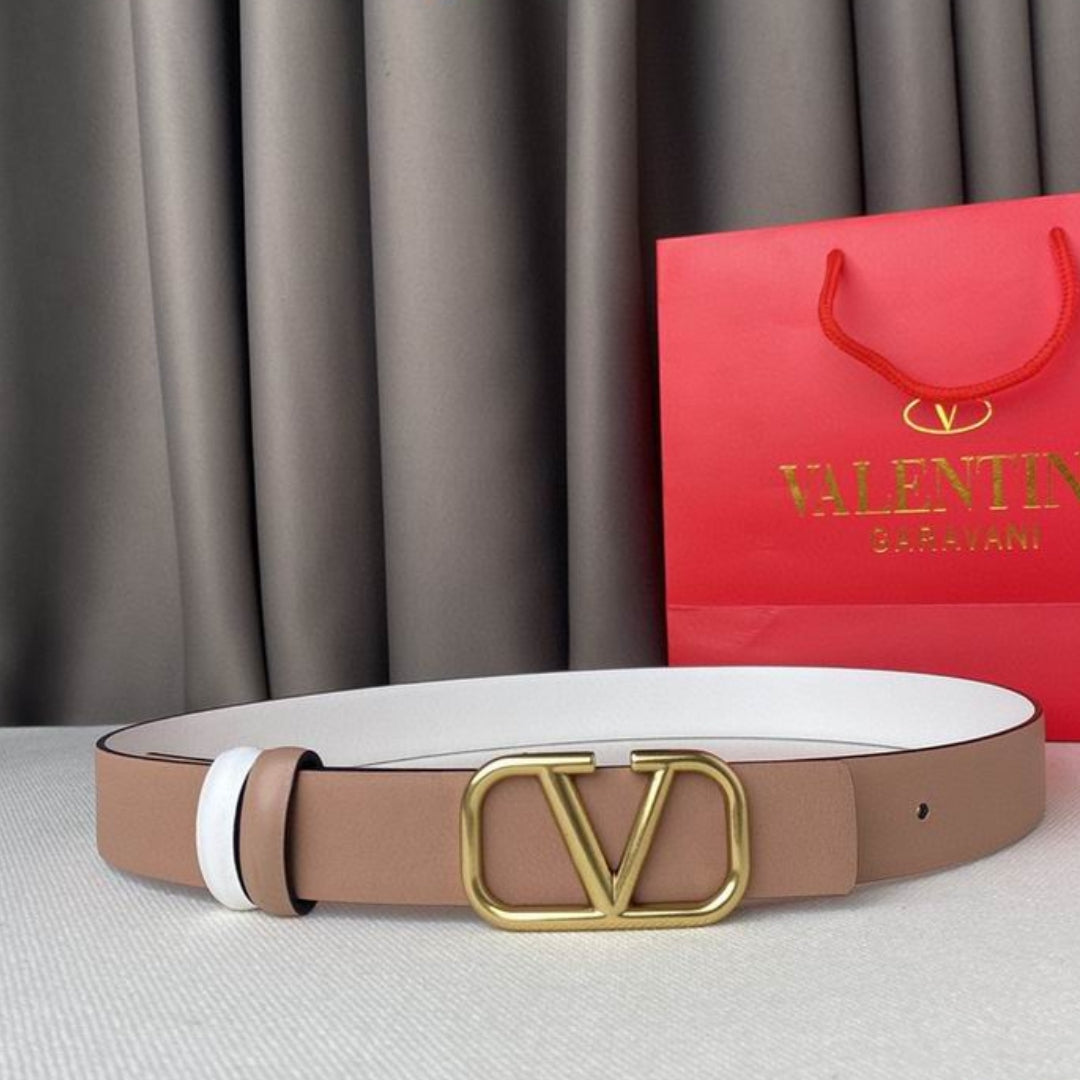 VLTN Double-sided Belt Small White and Rose Gold 2cm wide