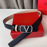 VLTN Double-sided Belt Small Black and Rose Silver 2cm wide