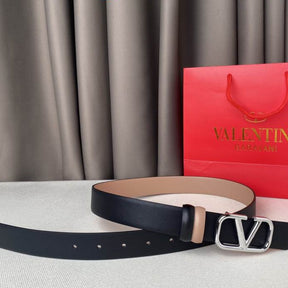 VLTN Double-sided Belt Small Black and Rose Silver 2cm wide