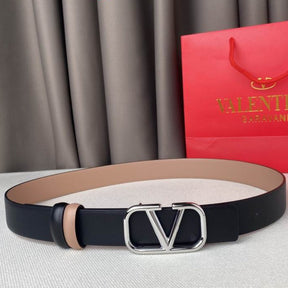 VLTN Double-sided Belt Small Black and Rose Silver 2cm wide
