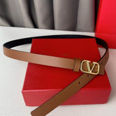 Small Brown and Gold VLTN Belt 2cm wide