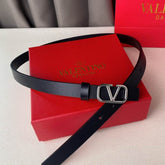 Small Black and Silver VLTN Belt 2cm wide