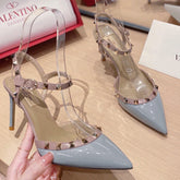 VLT Blue Leather Pumps with 9cm Heel Details