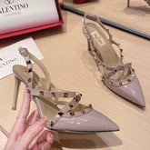 VLT Beige Leather Pump with Upper Details, 9cm Heel