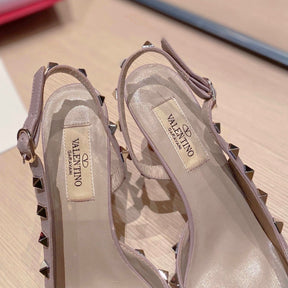 VLT Beige Leather Pump with Side Details, 9cm Heel