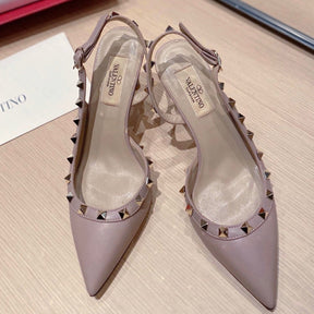 VLT Beige Leather Pump with Side Details, 9cm Heel