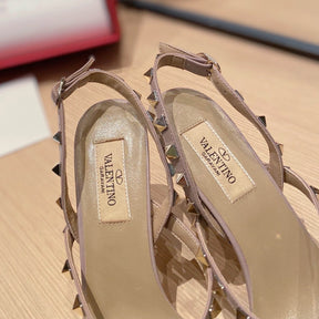 VLT Beige Leather Pump with Upper Details, 9cm Heel